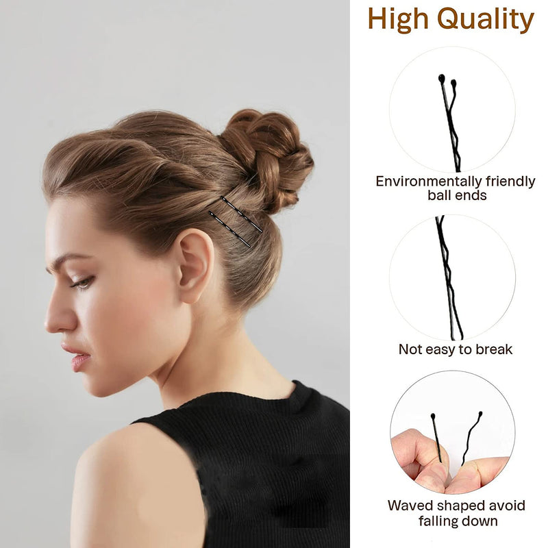 [Australia] - 150 Pieces Bobby Pins, Hair Clips Hair Grips Kirby Grips for Women Hair Styling Pins with Storage Box(Black) Black 