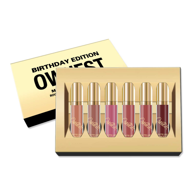 [Australia] - Ownest 6pcs Matte Velvety Lipstick Matte Lip Gloss Waterproof Lip Gloss brithday editio A 