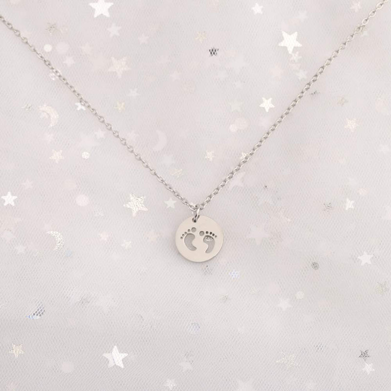 [Australia] - Baby Feet Necklace New Mom Necklace Newborn Baby Shower Gif silver necklace 