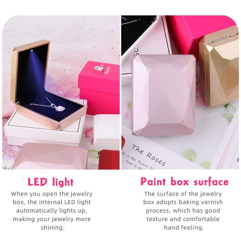 [Australia] - iSuperb LED Pendant Necklace Box Bracelet Box Couple Jewelry Gift Boxes Case Small Jewelry Display for Proposal Engagement Wedding Valentine's Day (White) White 