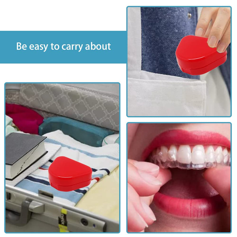 [Australia] - TAORANJU 2 Pcs Retainer Cases Denture Box Orthodontic Dental Retainer Boxes with Air Vent Holes Braces Storage Boxes for Mouth Guard Teeth Braces (Red, Blue) 