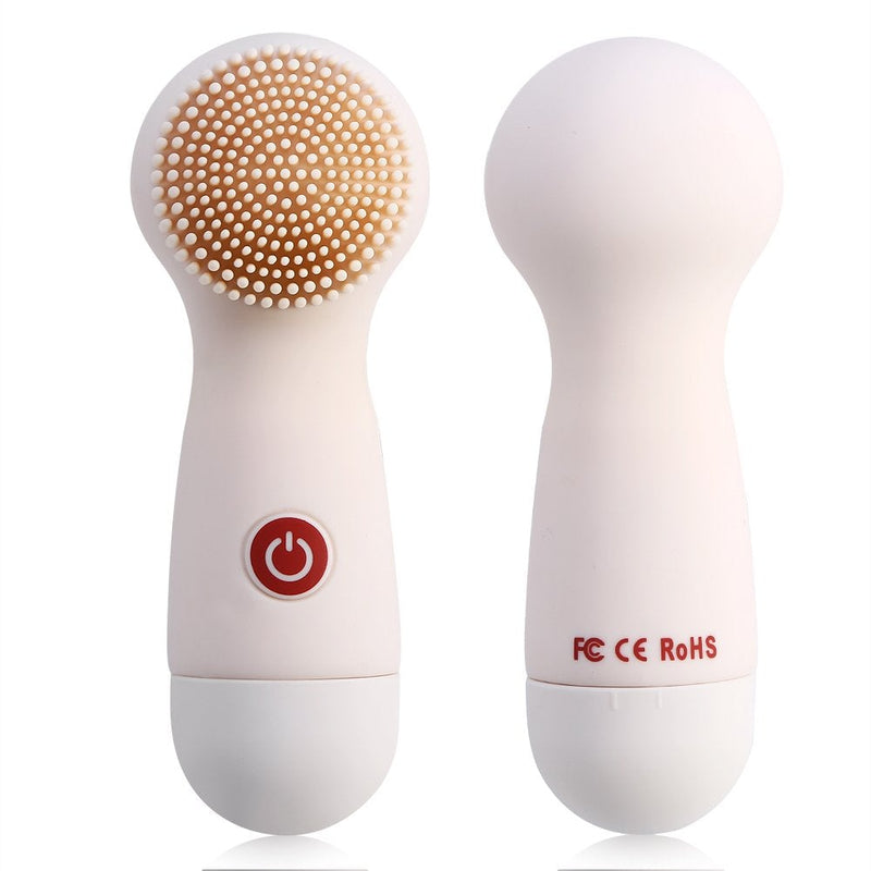 [Australia] - Portable Electric Facial Cleansing Brush, Electric Cleaning Massager Brush Handhold Silicone Waterproof Deep Cleaning System Cleaner and Anti-Aging Exfoliating for All Skin Types(White) White 