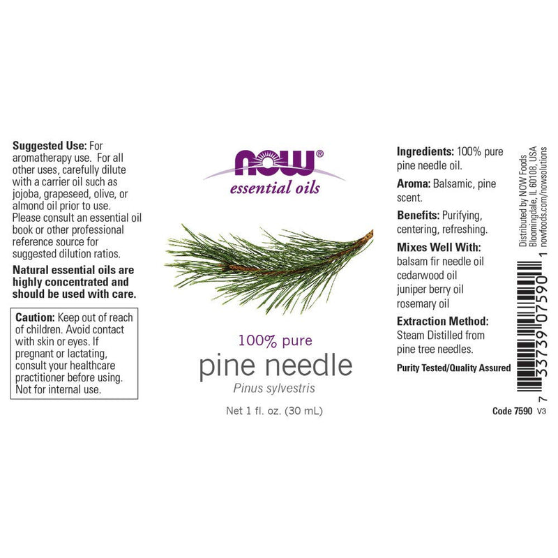 [Australia] - NOW Essential Oils, Pine Needle Oil, Purifying Aromatherapy Scent, Steam Distilled, 100% Pure, Vegan, Child Resistant Cap, 1-Ounce 