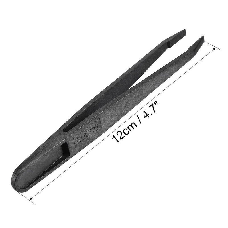 [Australia] - sourcingmap Plastic Anti-Static Tweezers, Precision Slant Tip for Jewelry Craft DIY Beauty Electronics Repair Tool Black 10 Pcs 