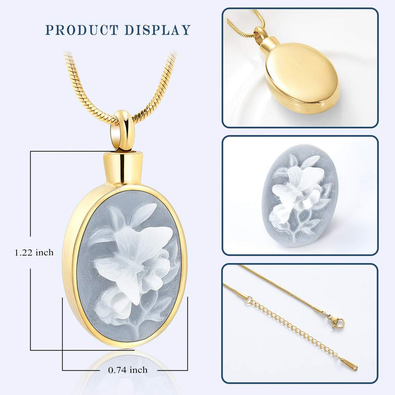 [Australia] - zeqingjw Butterfly Cremation Jewelry for Ashes Memorial Lockets Urn Necklace for Ashes Pendants Stainless Steel Keepsake Jewelry for Ashes Gold 