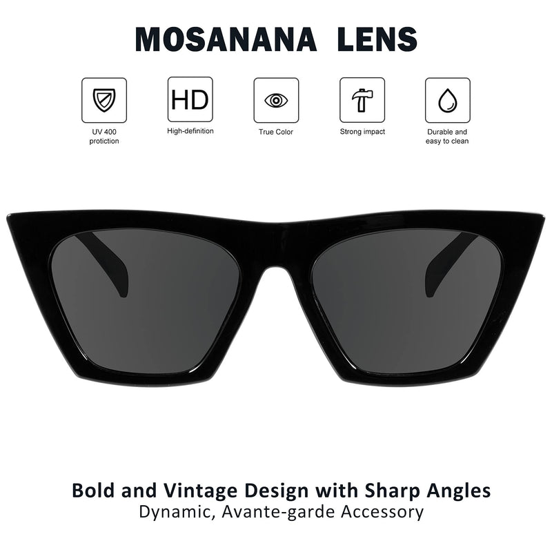 [Australia] - mosanana Square Cat Eye Sunglasses for Women Trendy Style Model-SHINE C1-black 