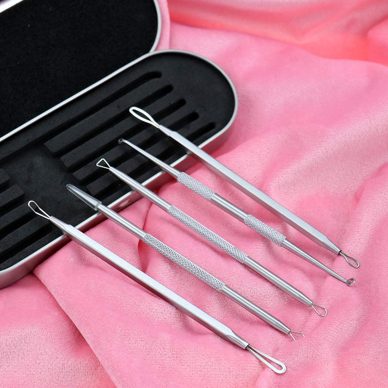 [Australia] - ALYSSUM 5-in-1 Professional Blackhead Remover Pimple Extractor Tool, Blackhead Extractor, Comedone Extractor Acne Removal Kit for Blemish, Whitehead Popping, Zit Removing for Nose Face with Metal Case 