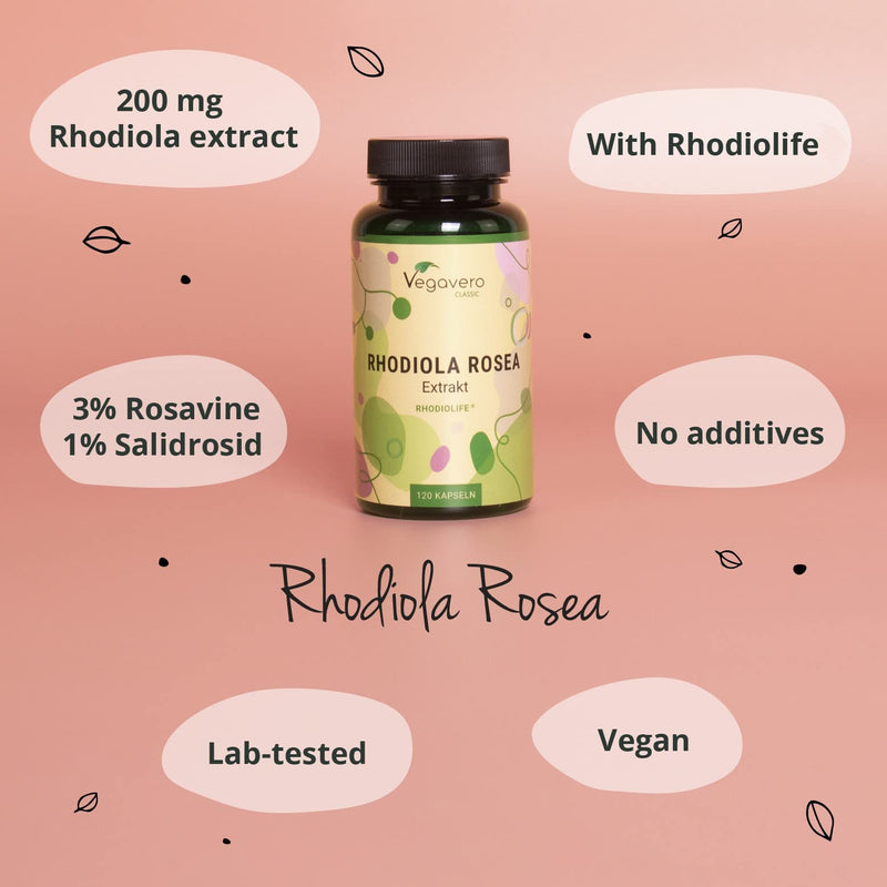 [Australia] - Premium Rhodiola Rosea Vegavero� | Rhodiolife� | 3% Rosavins & 1% Salidroside | NO Additives | Rhodiola Rosea Extract | Herbal Adaptogenic Supplement | 120 Capsules | Vegan 