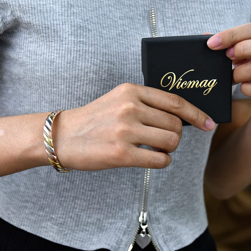 [Australia] - Vicmag Copper Magnetic Bracelet for Women 99.99% Solid Pure Copper Ultra Strength Magnets Adjustable Size with Gift Box (Tricolour Diamond) 1-tricolour Diamond 