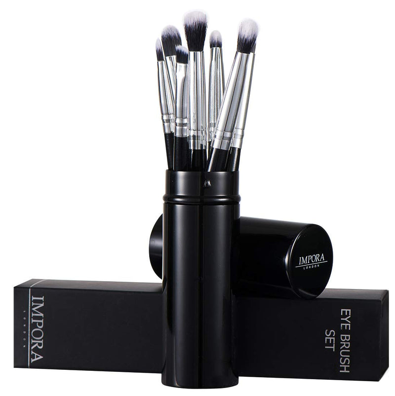 [Australia] - Eye Makeup Brush Set by Impora London. Includes - Eyeshadow Brushes, Blending Brush, Pencil Brush, Eyeliner Brush & more [7 Brushes + Metal Case]. Perfect for Travel 