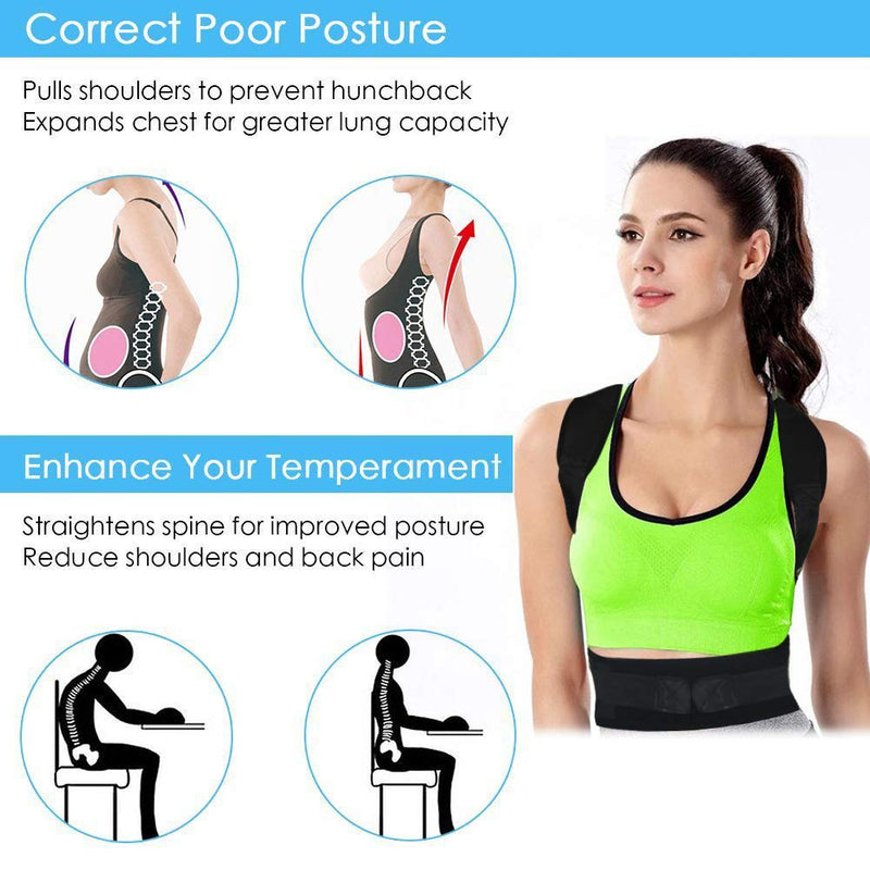 [Australia] - Thoracic Back Brace Posture Corrector - Magnetic Support for Neck Shoulder Upper and Lower Back Pain Relief - Perfect Posture Brace for Cervical Lumbar Spine - Fully Adjustable Belt (Black, XX-Large) Black 2X-Large (Pack of 1) 
