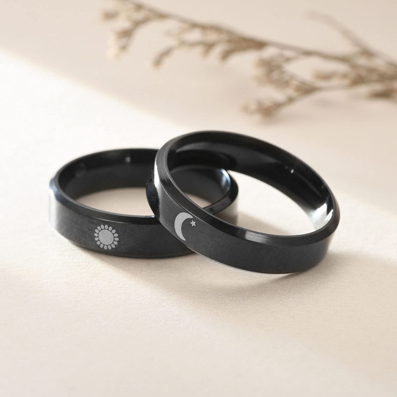 [Australia] - Sun and Moon Rings for Couples Matching Promise Couples Rings for Girlfriend Boyfriend Moon Star Rings Set Matching Rings Size 10 