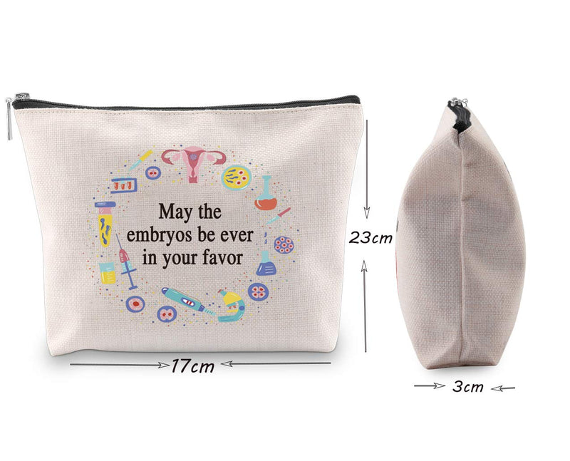 [Australia] - POFULL Infertility Warrior IVF IUI Makeup Bag IVF Encouragement Gift for Infertility Mom May the Embryos Be Ever in Your Favor Makeup bag (May the embryos be ever in your favor makeup bag) 