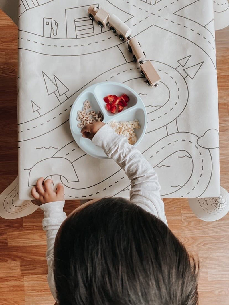 [Australia] - Ullabelle Silicone Plates for Toddlers | 3 Pc Set | Skid Proof & Unbreakable | Divided Baby Plates | BPA Free, Non-Toxic | Dishwasher & Microwave Friendly | Kids Plates with Dividers (Blue) Blue 