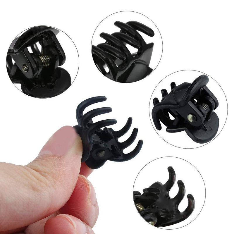 [Australia] - 12 Pcs Mini Hair Clips Plastic Hair Accessories Clips Hair Claws Pins Clamps for Girls, Women (Black) 12pcs Black 