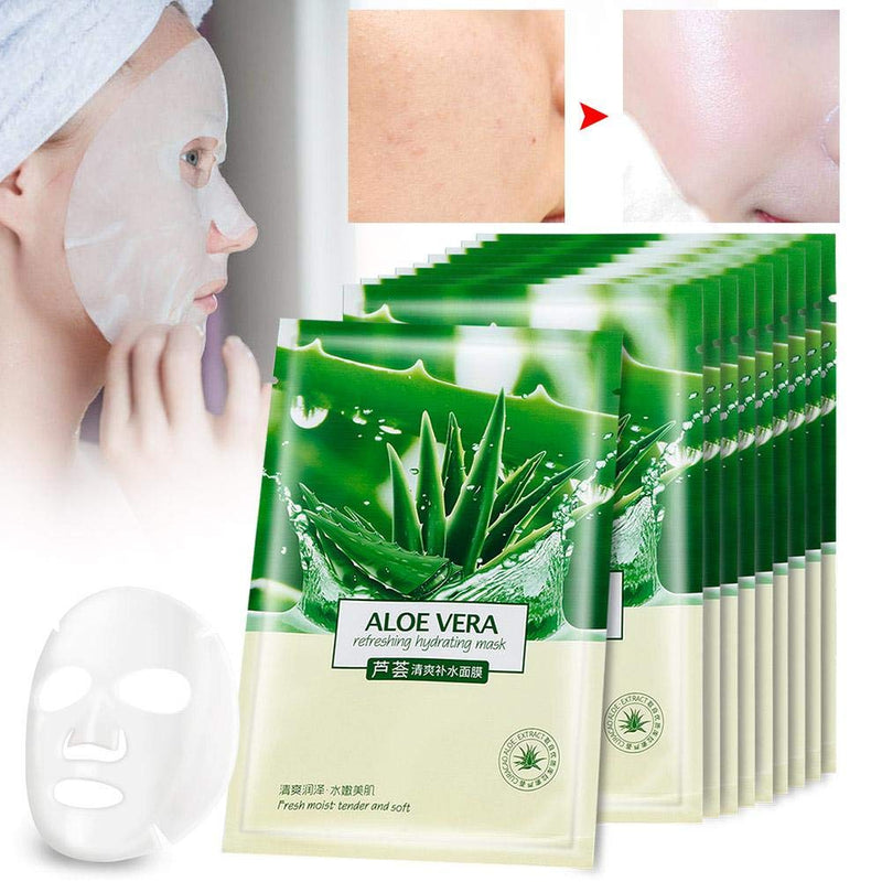 [Australia] - Face Mask Aloe Hydrating Facial Mask Moisturizing Facial Sheet Mask Natural Plant Essence Mask, Improve Dry Skin, Moisturize Skin 