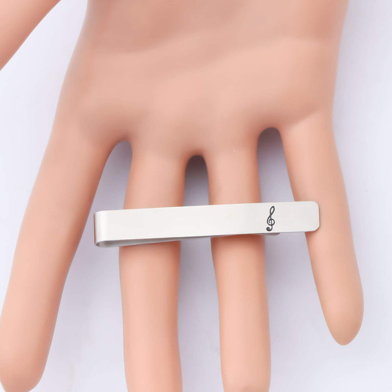 [Australia] - BEKECH Musician Tie Clip Gift Musical Note Engraved Tie Clip Jewelry Gift for Music Lovers Music Teacher Musician Father Husband from Daughter Wife silver 