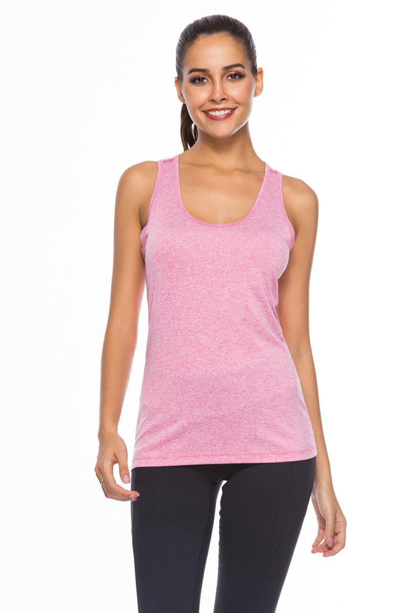 [Australia] - JINSHI Women Activewear Vest Workout Running Shirts Dry Fit Yoga Racerback Tank Tops 3 Pack XL Green/Pink/Orange 