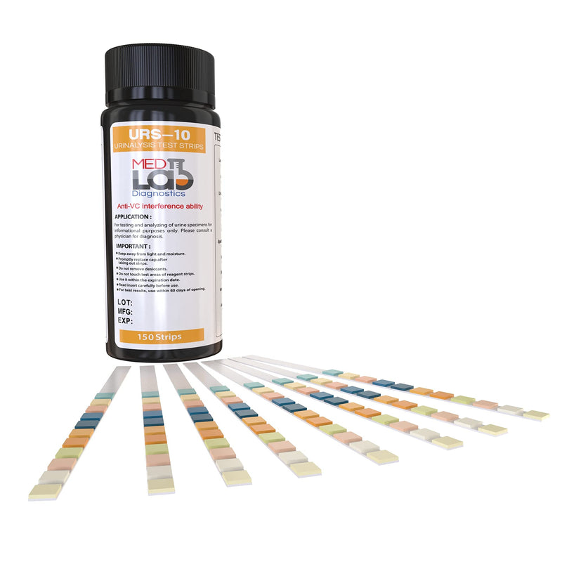 [Australia] - 10 Parameter Urine Test Strips for Urinalysis(150 Cnt) in Sealed Pouches. Tests for Ketosis, pH, Protein, UTI, Kidney and Liver Function 