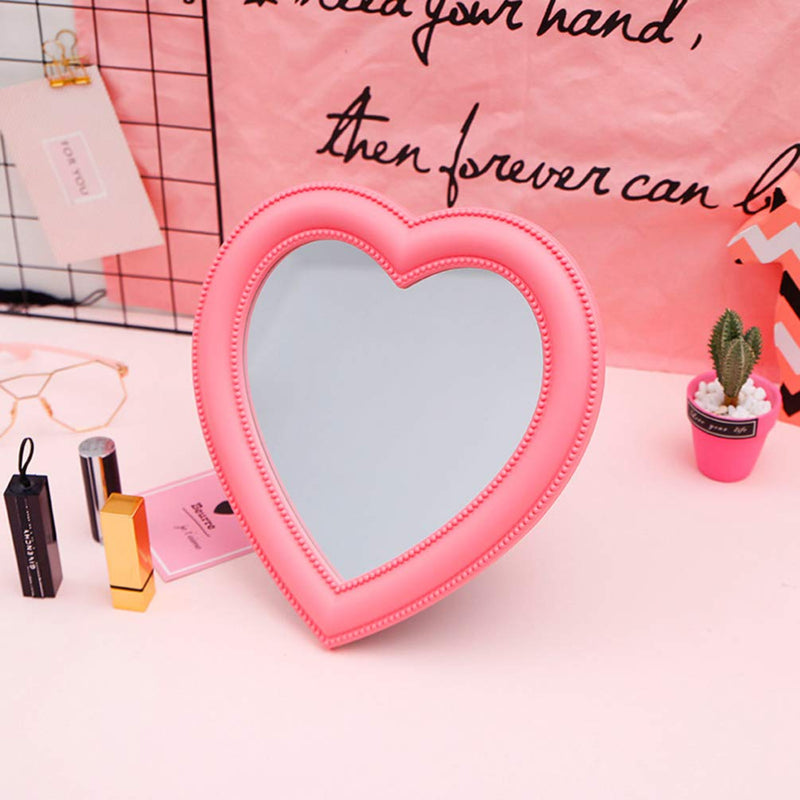 [Australia] - BESPORTBLE Heart Makeup Mirror Heart Shaped Mirror Tabletop Cosmetic Mirror Wall Mirror Vanity Mirror 