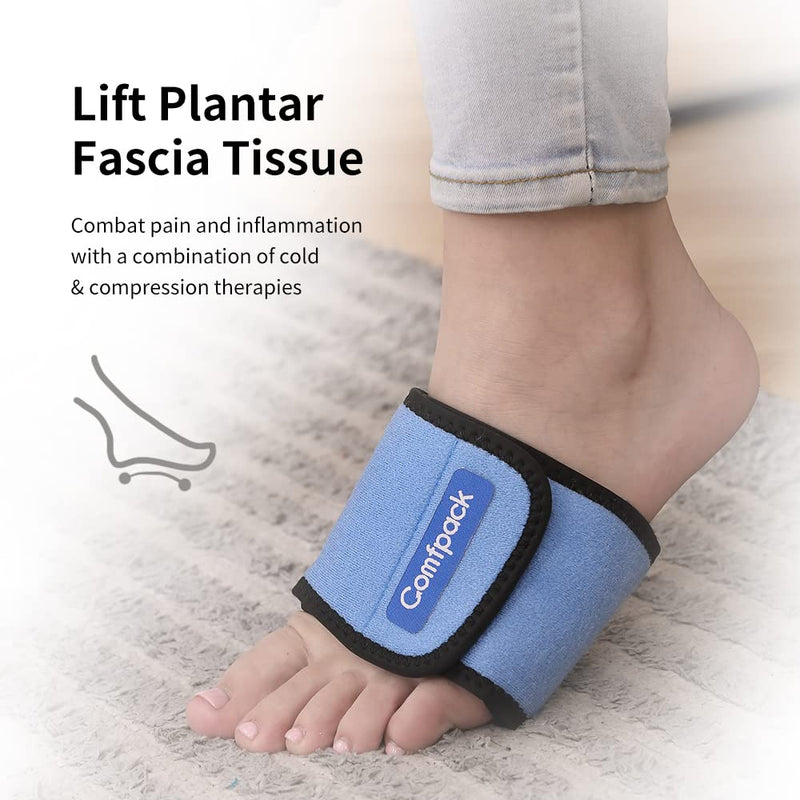 [Australia] - Comfpack Cold Therapy Wrap with 2 Packs for Pain Relief, Reusable Gel Ice Packs for Foot Plantar, Wrist, Ankle, Great for Sprains, Muscle Pain, Bruises, Injuries 