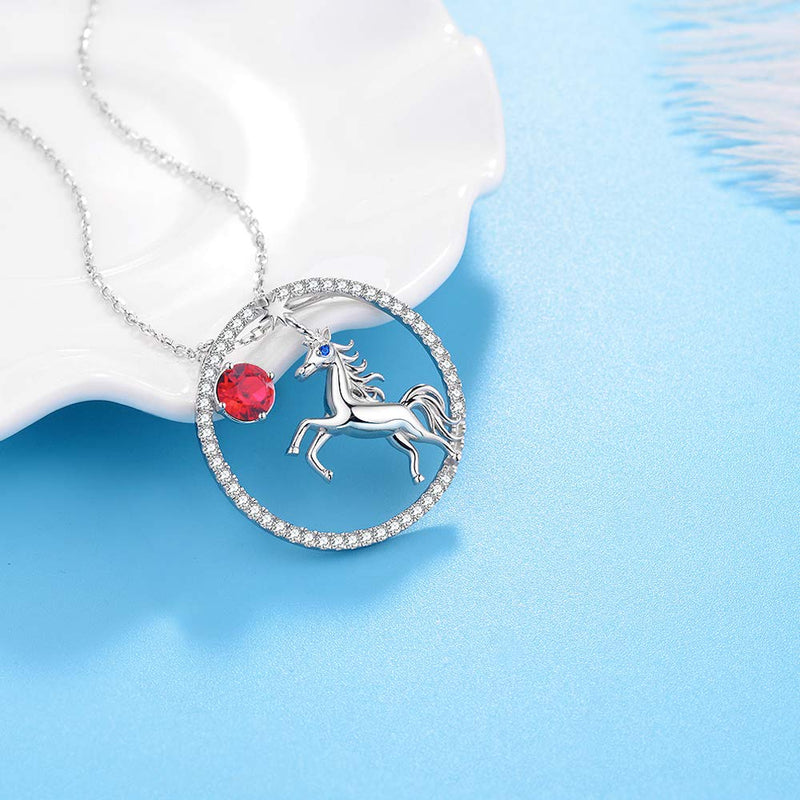 [Australia] - October Birthstone Pink Tourmaline Necklace Unicorn Blue Sapphire Jewelry Birthday Gifts Teen Girls Peridot Sterling Silver Natural Amethyst Jewelry Unicorn Ruby Necklace 