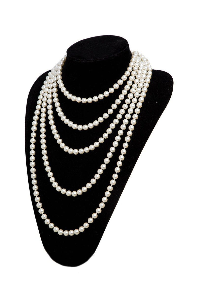 [Australia] - Cizoe 1920s Pearls Necklace Fashion Faux Pearls Gatsby Accessories Vintage Costume Jewelry Cream Long Necklace for Women 111a-white-1 