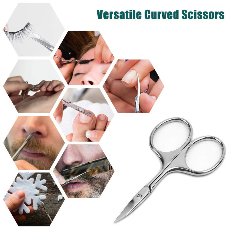 [Australia] - BEZOX Curved Blade Scissors Used as Cuticle Scissors,Nail Scissor or Eyebrow Scissors, Professional Stainless Steel Manicure Scissors for Man and Women - W/Leather Packing Bag Light Silver 