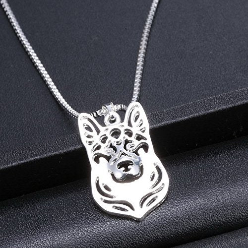 [Australia] - German Shepherd Dog Sterling Silver Necklace Dangle Earrings Set by Ginger Lyne Ears Down Puppy Dog Pet Pendant Box Chain Doggie Animal Paw Print Heart Jewelry for Pit Mom Women Girls Teens Dog Set 