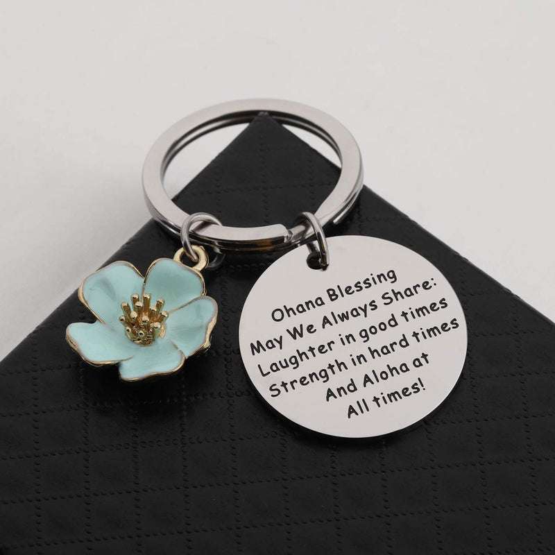 [Australia] - FUSTMW Ohana Keychain Blessing Gifts Hibiscus Charm Keychain Hawaiian Ohana Jewelry Gift for Family silver 