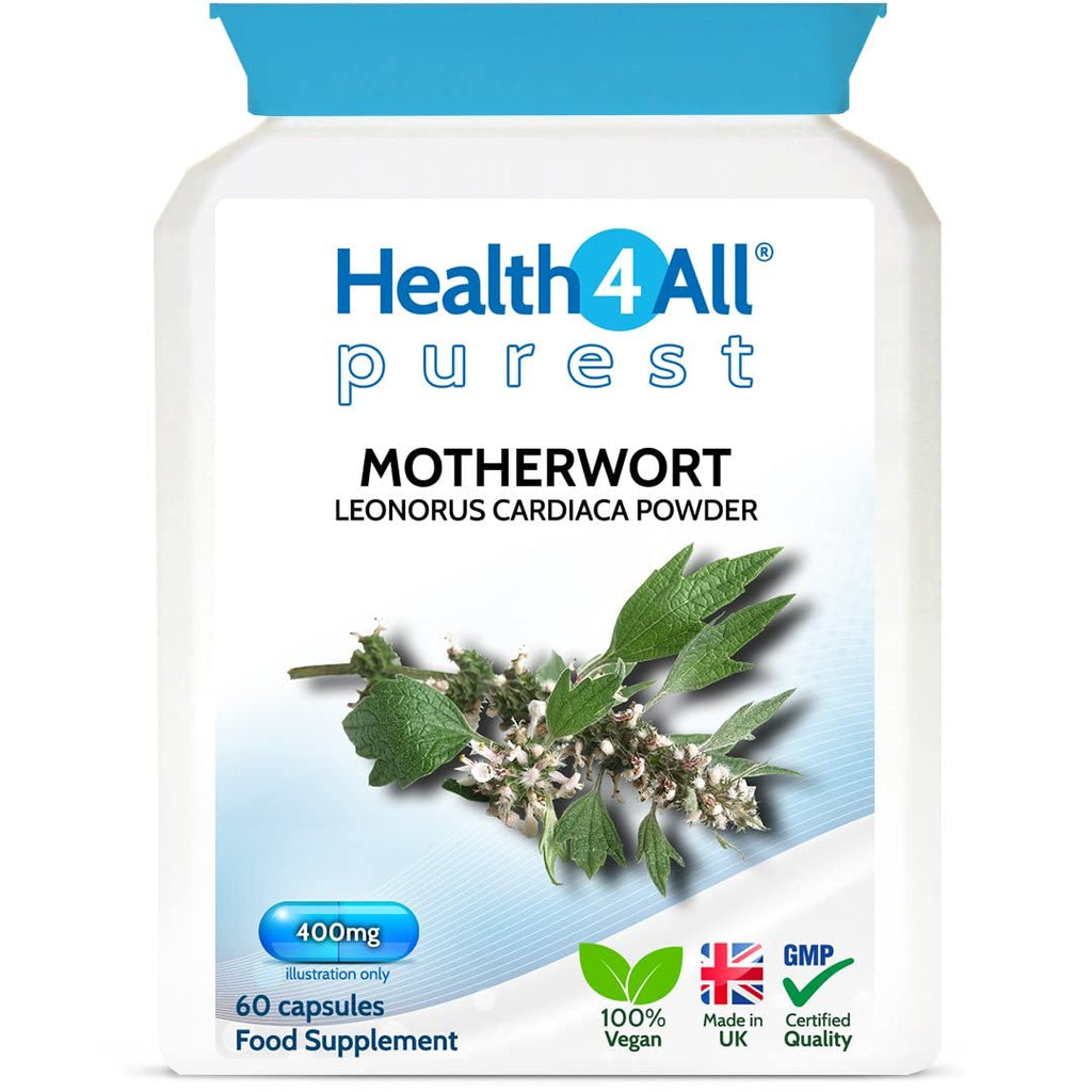 [Australia] - Health4All Motherwort 400mg 60 Capsules (V) (not Tablets) Purest- no additives. Vegan Capsules for Anxiety, Stress, Heart Health 60 Count (Pack of 1) 