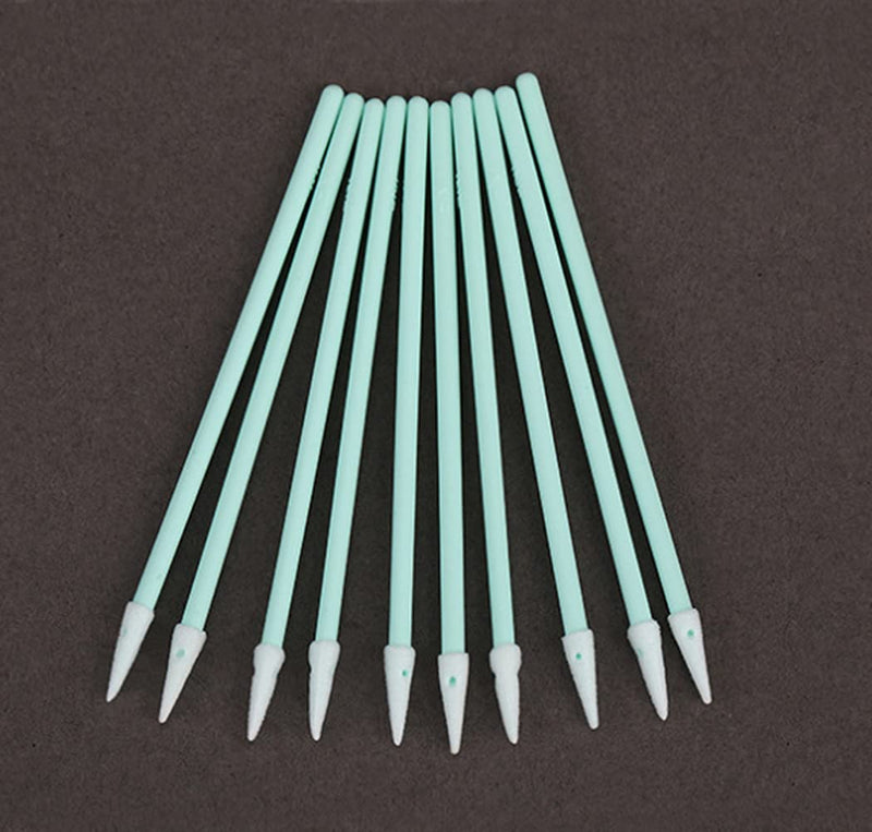 [Australia] - 100 PCS Green High-density Foam Cleaning Swab Sticks Lint Free Pointed Sponge Tip Swab for Small Hole and Hard-to-Reach Area 