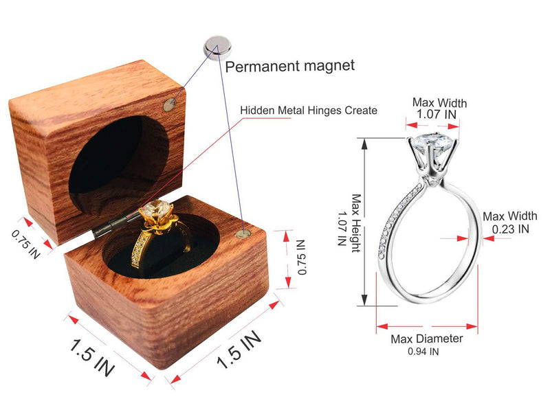 [Australia] - His and Hers Ring Holder – Handmade Wood Ring Box for Wedding Ceremony, Ring Boxes Small Engraved for Engagement/Proposal, Wood ring box for Women and Men (Heart 2PCs - Square) Heart 2PCs - Square 