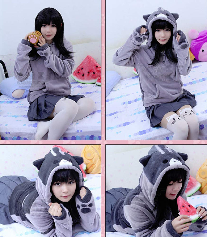 [Australia] - GK-O Women Cute Hooded Cat Ears Hoodie Girl Pullover Jacket Sweatshirt Coat Anime Medium 