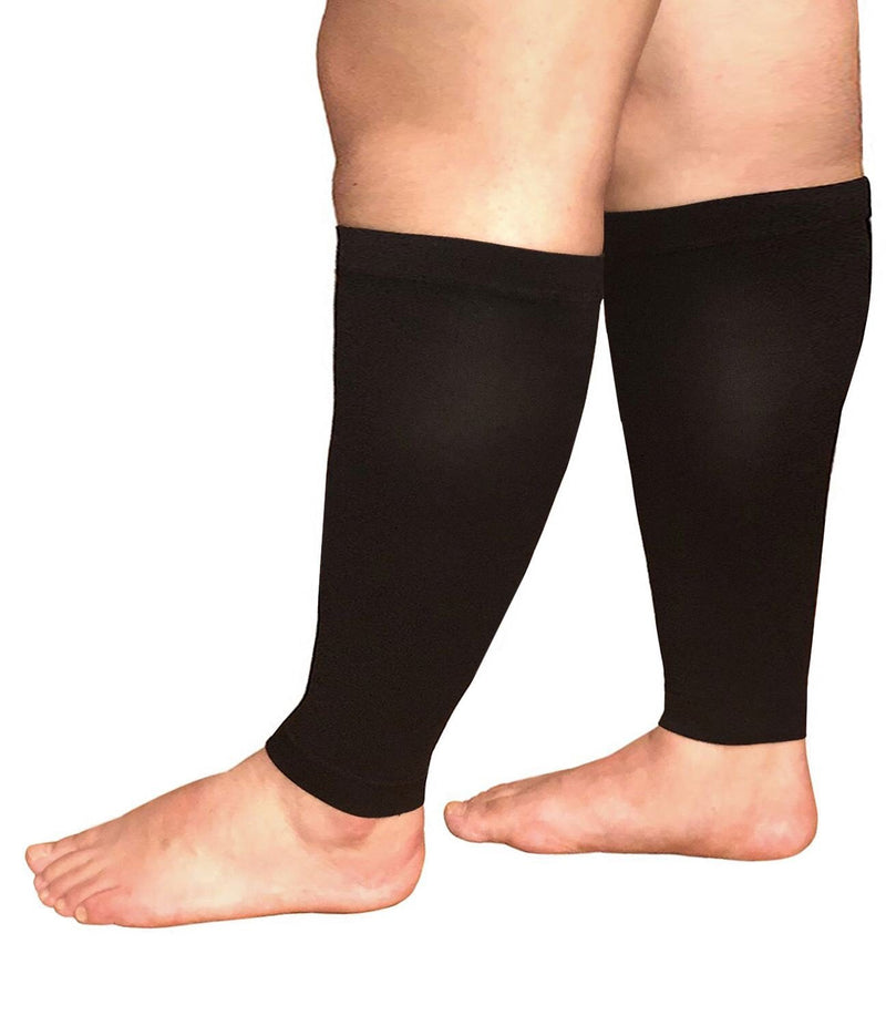 [Australia] - Runee Extra Wide Calf Compression Sleeve - Leg Support for Wide Calves, Compression Sleeve for Calf Pain & Shin Splint, Relief Swelling, Varicose Veins, DVT (Black) Black 