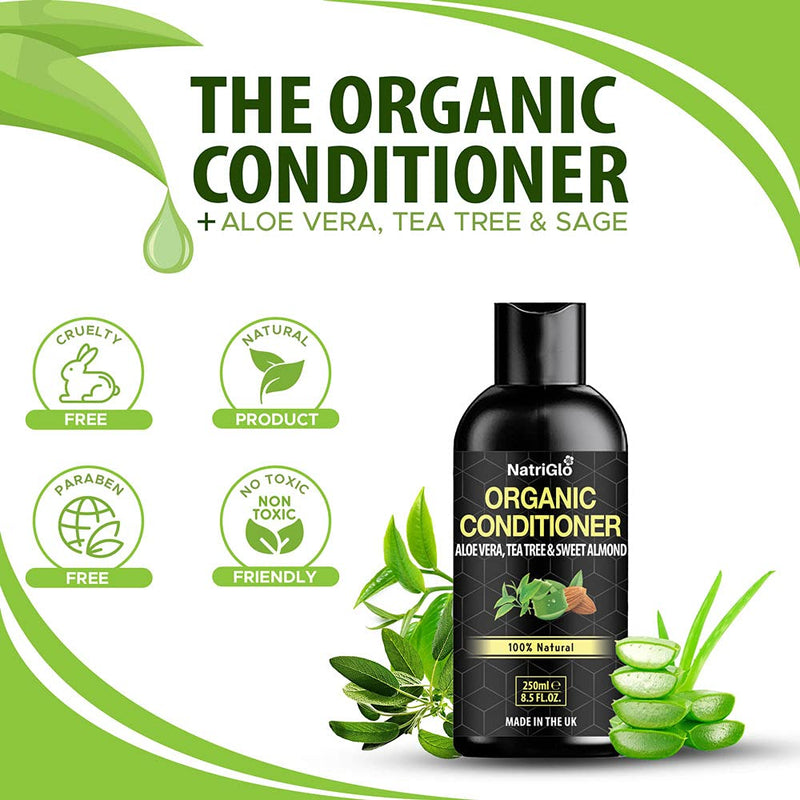 [Australia] - Organic Tea Tree, Aloe Vera & Sweet Almond Conditioner for Dry, Flaky, Itchy Scalp, Damaged Hair - Spots, Pimples | Eczema Care | Vegan Conditioner for Women & Men | SLS Free, Pareben & Sulfate Free ‚Ä¶ 