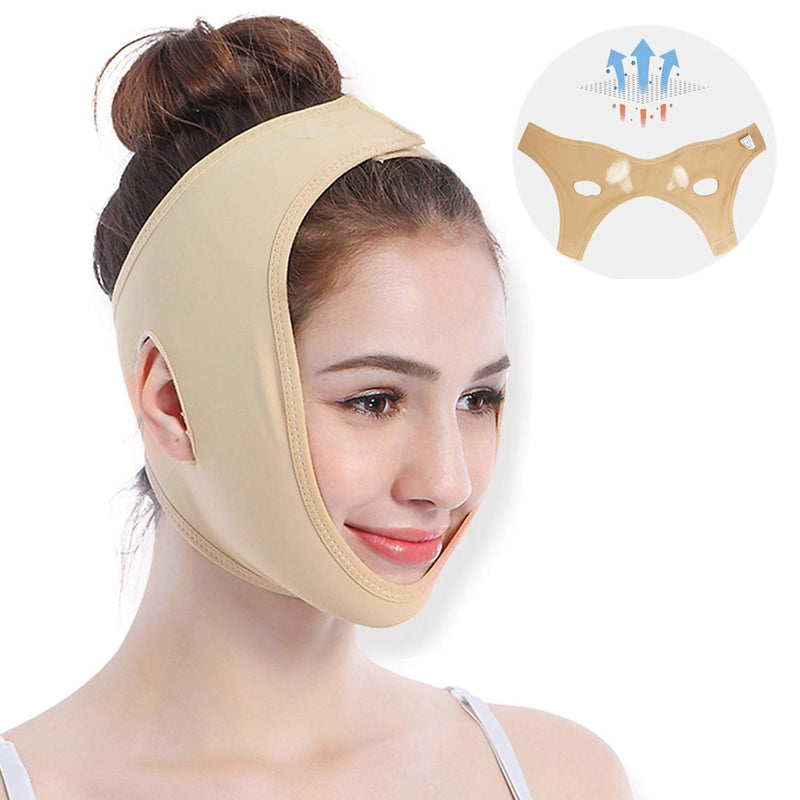 [Australia] - Face Lifting Slimming Belt, Facial Cheek V Shape Lift Up Thin Mask Strap Face Line Smooth Breathable Bandage for Men and Women by ANIBBOW (L) L 