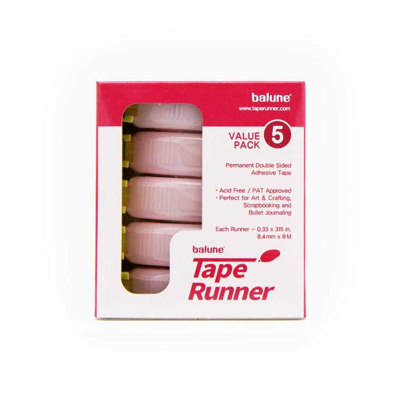 [Australia] - Premium Double Sided Adhesive Tape 5 Set in Colorful, Durable Applicator. Acid Free, PAT Approved. Tape Runner 5/16 inch x 315 inches. Total 1,575 inches. Perfect for Scrapbooking & Bullet Journal 