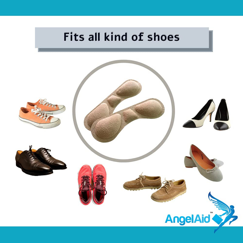 [Australia] - 4 Pairs Angelaid Comfy Foam Heel Liners, Self-Adhesive Cushion to Protect Heels 