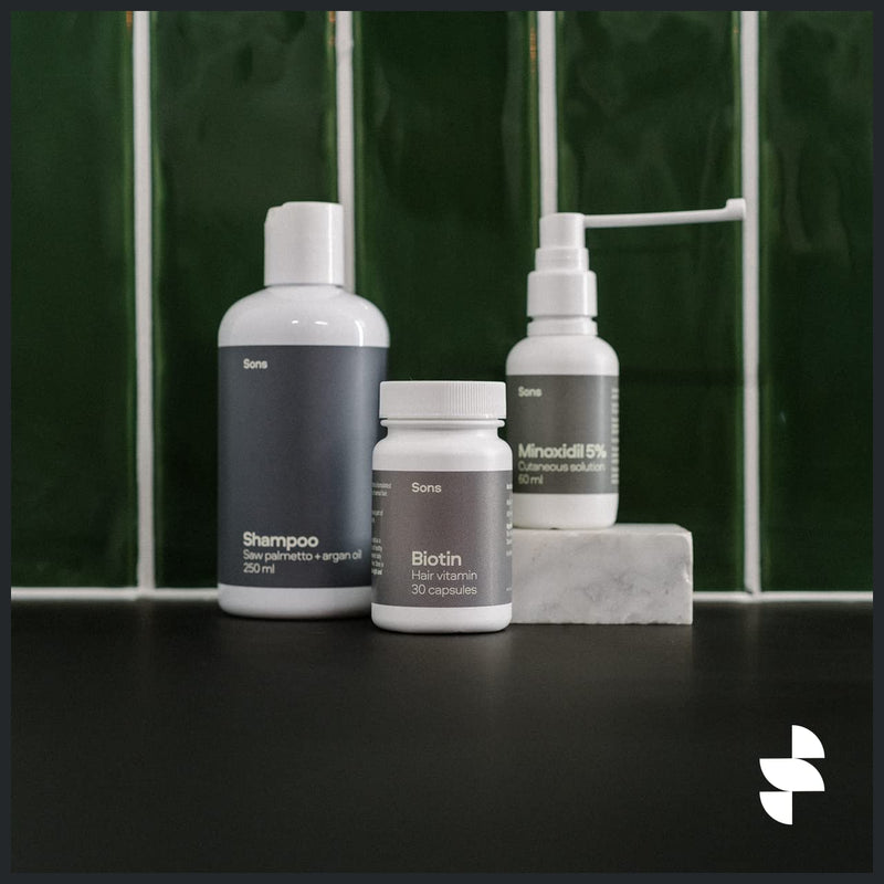 [Australia] - Sons Complete Hair Loss Treatment 1 Month - Minoxidil, Biotin & Shampoo - Boosts Thick Hair Regrowth 