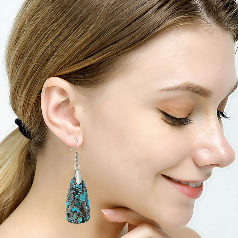 [Australia] - Plumiss Bohemia Variety Teardrop Geometric Drop Dangle Earrings Jewellery for Women And Girl Imperial Jasper 