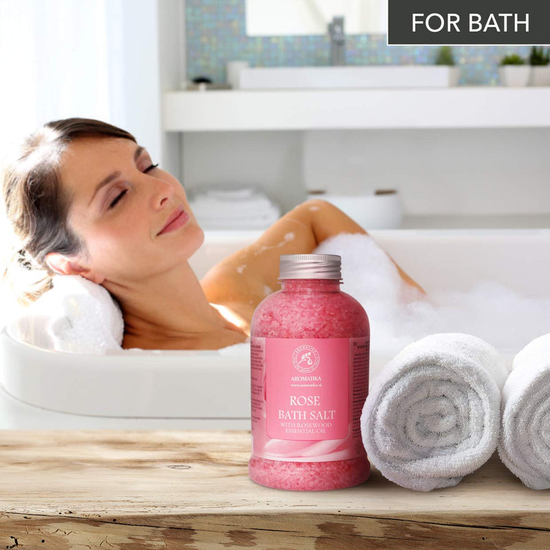 [Australia] - Rose Bath Salts 600g - Natural Rosewood Oil & Rose Extract - Best for Relaxing - Good Sleep - Beauty - Bathing - Body Care - Wellness - Relax - Aromatherapy - Spa - De-Stress Bath Salts 