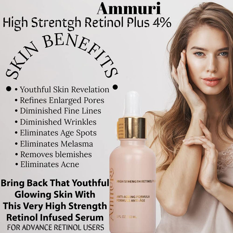 [Australia] - Ammuri Retinol Serum (4% Retinol) PLUS HIGH STRENGTH ANTI AGING Formula for Anti Wrinkles & Acne 4% Retinol 