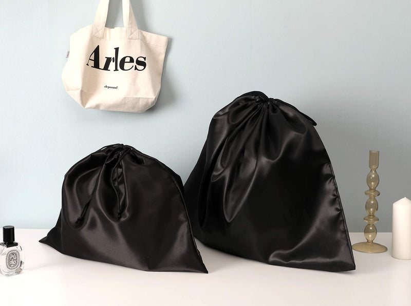 [Australia] - PlasMaller Dust Cover Storage Bags Silk Cloth with Drawstring Pouch For Handbags Purses Pocketbooks Shoes Boots Set of 6, Black (19.6 x 15.7) 19.6 x 15.7 in 