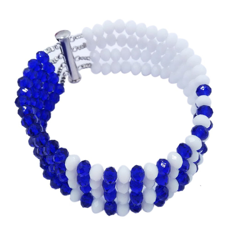 [Australia] - laanc Jewelry 8 Rows Royal Blue Multicolor Gradient Crystal African Beads Nigerian Wedding Jewelry Sets Royal Blue White 