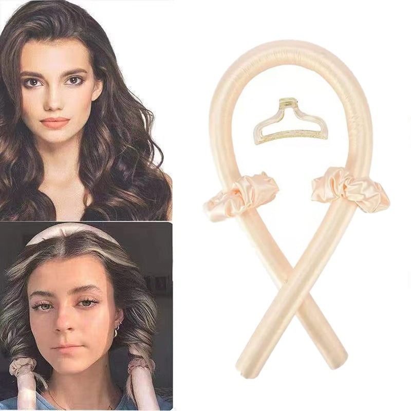 [Australia] - RHXWFDG 1 Piece Heatless Curling Rod Headband Rubber Heatless Curls Hair Styling Tool with Scrunchies and Hair Clip for Long Medium Hair, Gold 