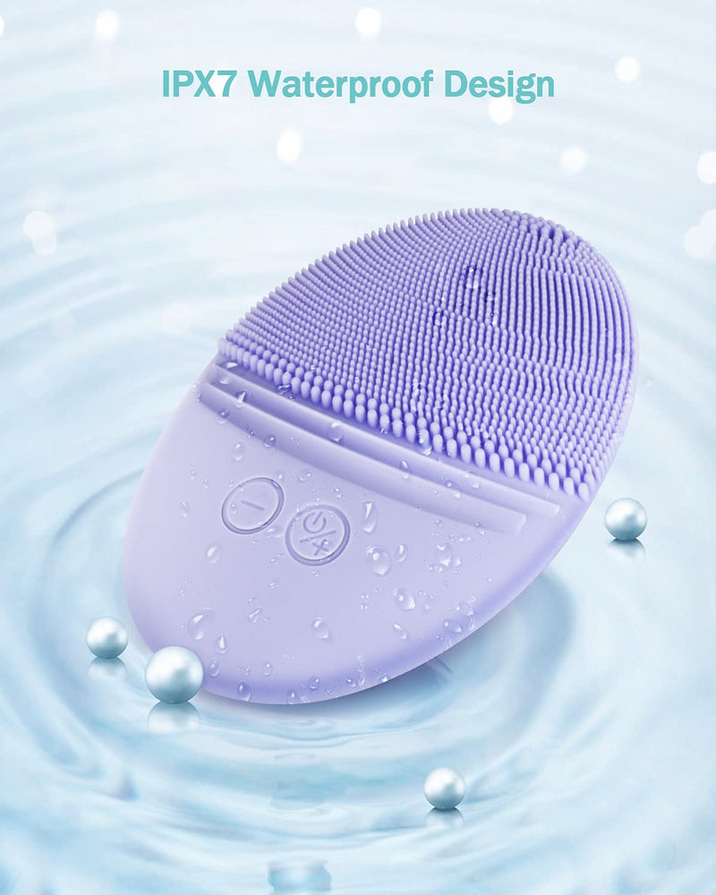 [Australia] - EZBASICS Facial Cleansing Brush made with Ultra Hygienic Soft Silicone, Waterproof Sonic Vibrating Face Brush for Deep Cleansing, Gentle Exfoliating and Massaging, Inductive charging (Violet) Violet 