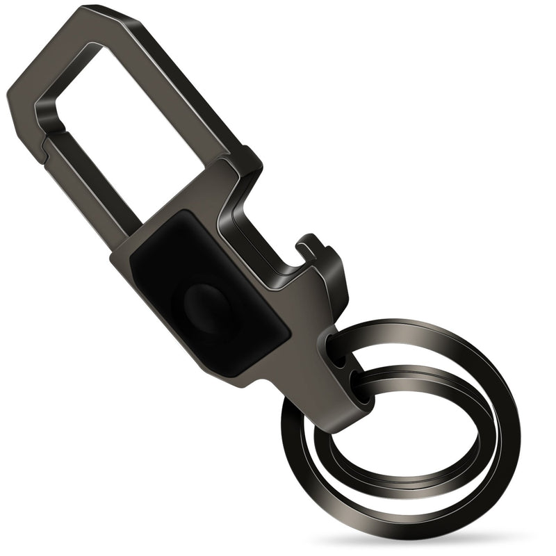 [Australia] - Idakey Zinc Alloy Key Chain with 2 Key Rings Include LED Light and Bottle Opener for Men and Women Black Nickel 