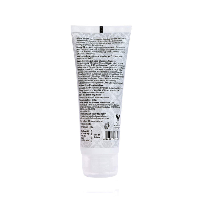 [Australia] - Azafran Organics Skin Brightening Face Cream, 50 Grams Luminous Toner, Clean Complexion and Glowing Skin With Coconut Oil and Niacinamide For Anti-Aging and Wrinkle 