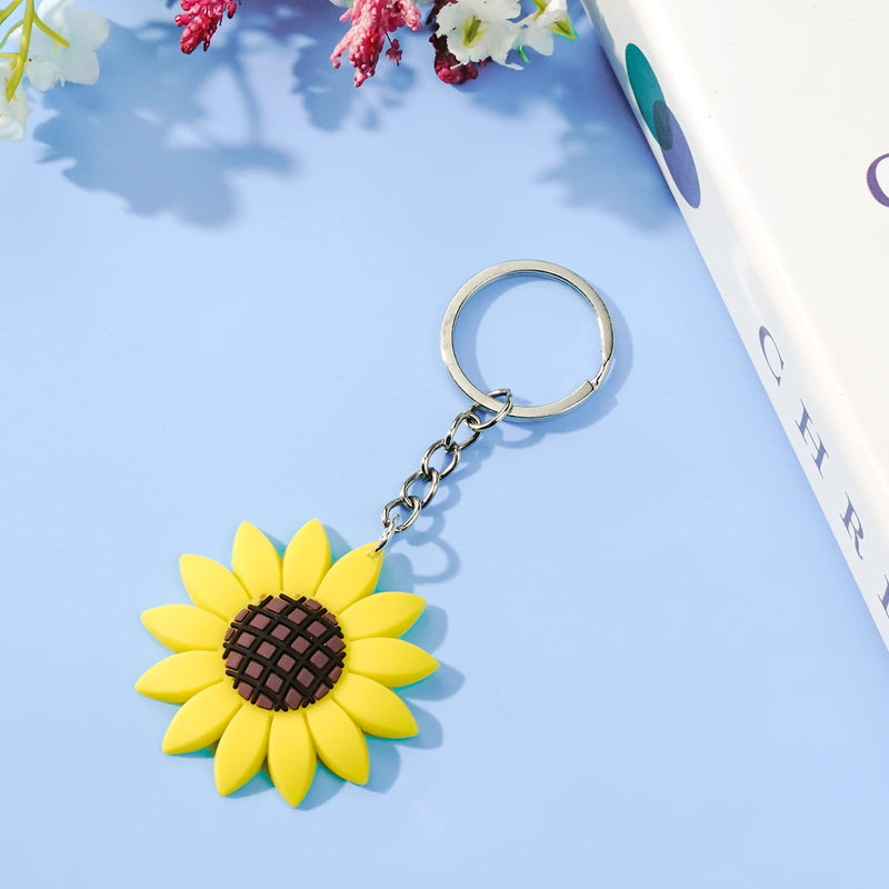 [Australia] - 20 Pieces Sunflower Keychains Pendants Backpack Hanging Accessories Key Ring for Summer Birthday Party Supplies Theme Party Favors Pendant 